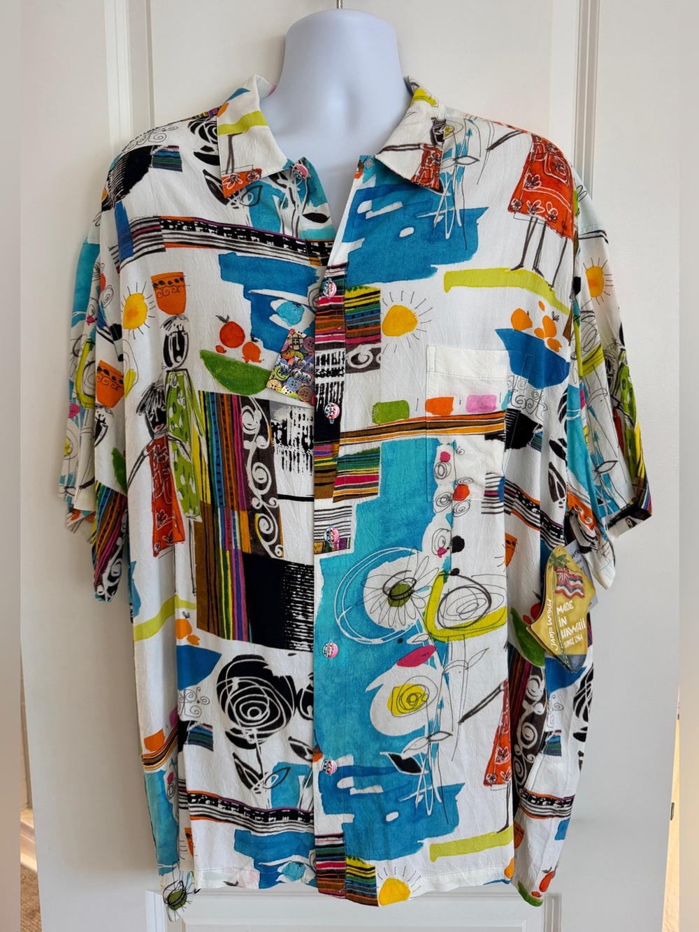 Jams World RARE Men’s Hawaiian Aloha Short-Sleeve Shirt, XXL, “Promenade”, NWT